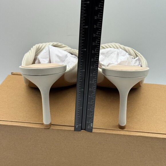 Tru Comfort Greer White Pleated High Heel Mules Square Toe Slip In Sandals 9 - Picture 4 of 9